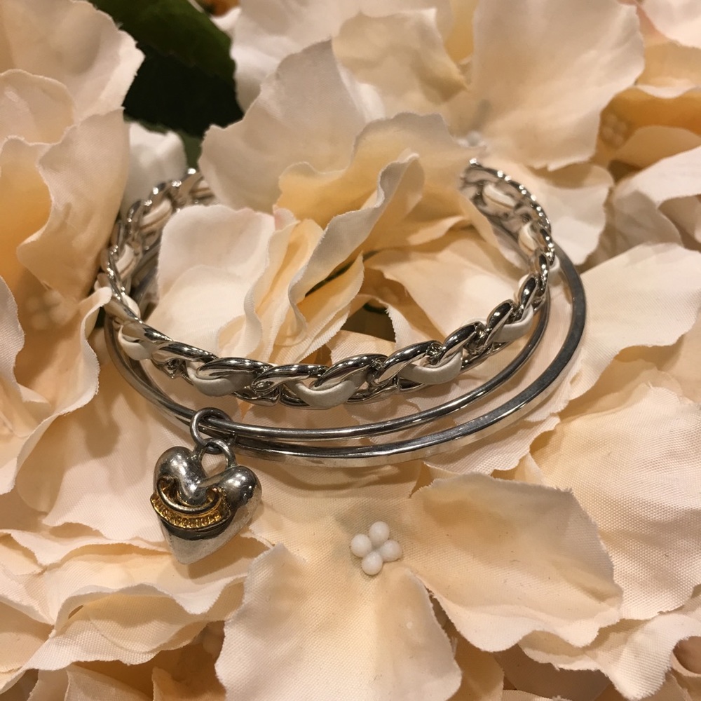 Juicy couture leather chain bangle bracelet set